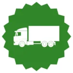 Icono de un camión refrigerado, representando el transporte y la logística de entrega a destino.