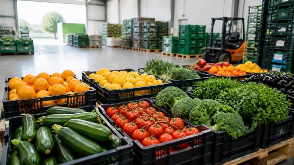  Distribución B2B de frutas y verduras frescas en cajas para compradores profesionales